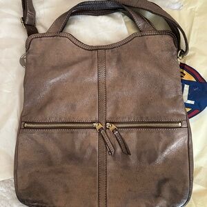 Fossil Erin Fold-Over Tote - Bronze